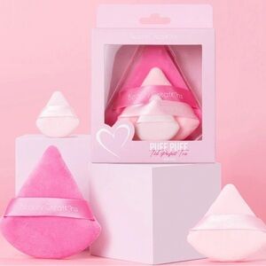 Beauty Creations Pink and White Bath Puff Duo